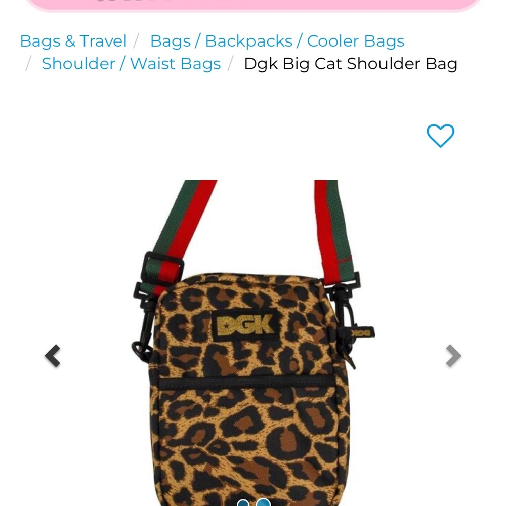 DGK Leopard Print Crossbody Bag with Red and Green Straps